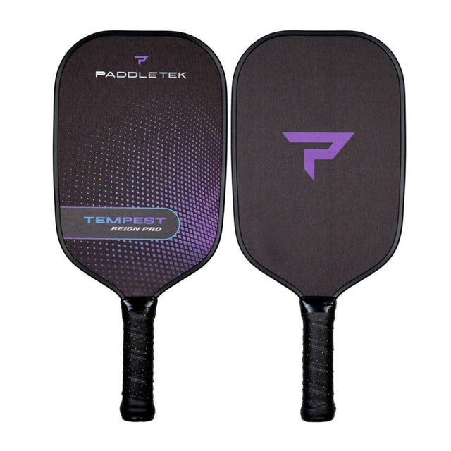 Frontansicht und Rückansicht Paddletek Tempest Reign Pro Graphite Pickleball Paddle in der Farbe Aurora