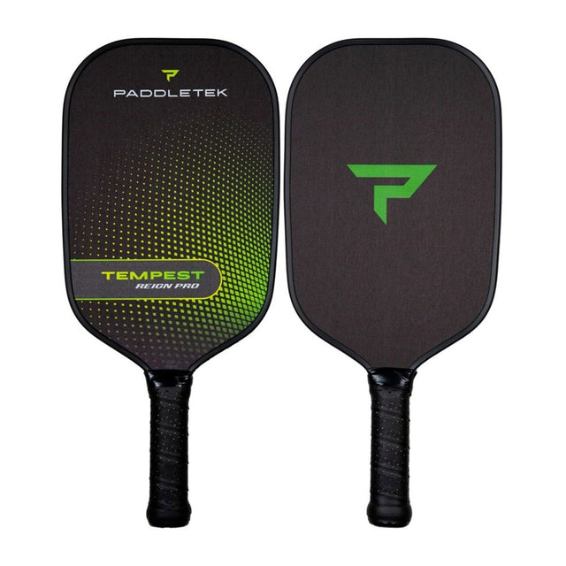 Frontansicht und Rückansicht Paddletek Tempest Reign Pro Graphite Pickleball Paddle in der Farbe Barium