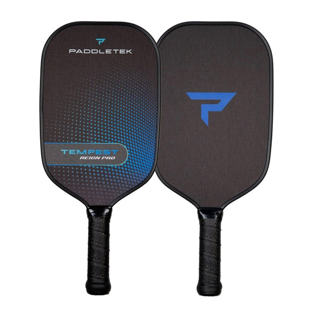 Frontansicht und Rückansicht Paddletek Tempest Reign Pro Graphite Pickleball Paddle in der Farbe Riptide