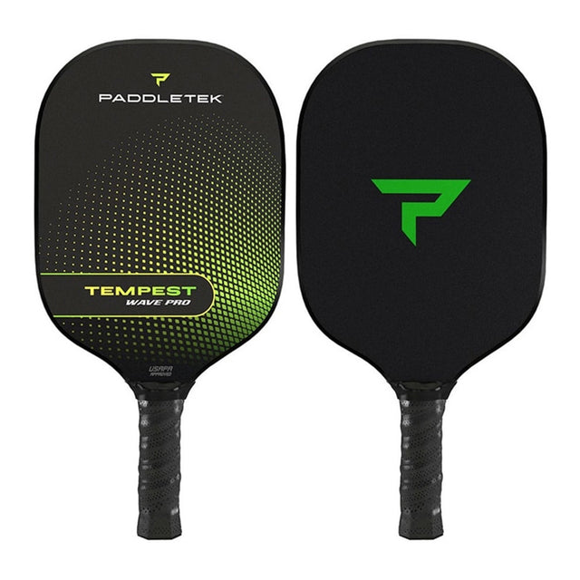 Frontansicht und Rückansicht Paddletek Tempest Wave Pro Graphit e Pickleball Paddle in der Farbe Barium