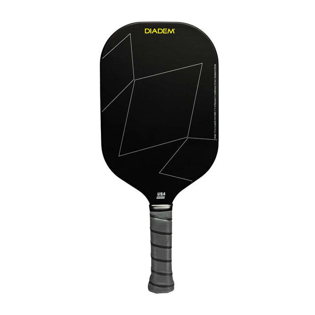 Rückansicht des schwarz-gelben Diadem A52 Carbon Fiber Pickleball Paddles