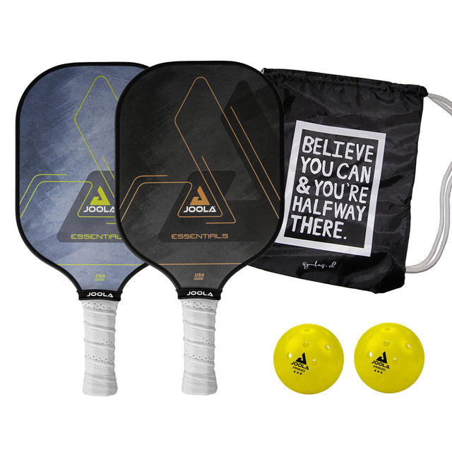 Joola Essentials Pickleball Bundle Mix - Gymbag Believe you Can & You're Halfway there - Schwarz