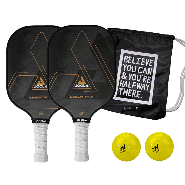 Joola Essentials Pickleball Bundle Schwarz - Gymbag Believe you can and you are halfway there - Schwarz