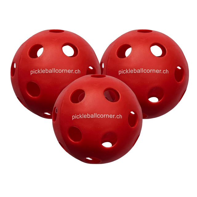 Pickleball Corner PC-1 Indoor Pickleball Ball in Farbe Rot im 3er Pack
