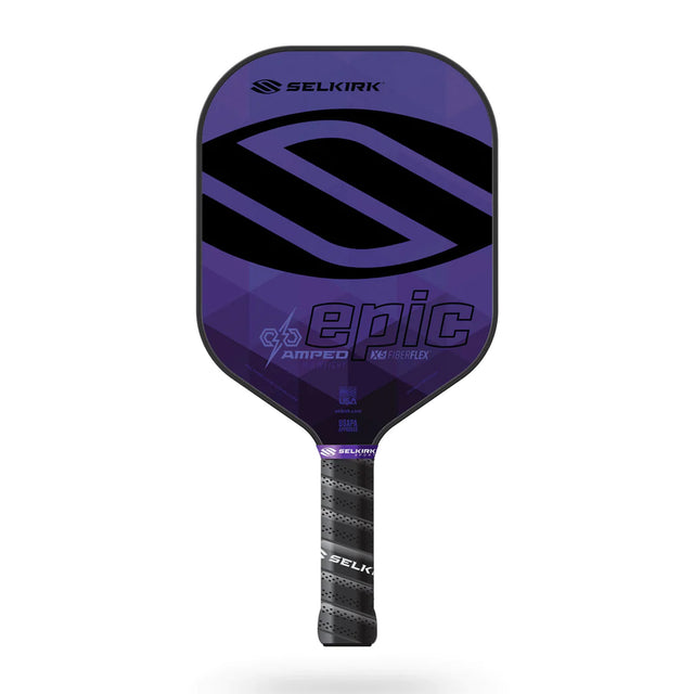 AMPED Epic X5 Standard oder Lightweight Paddle erhältlich in Standard oder Thin Grip. Abgebildet in der Farboption Amethyst Purple 2021.