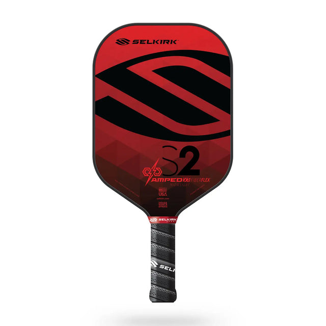 Selkirk Red AMPED S2 X5 Paddle 2021 Edition. Angeboten in beiden Lightweight und Standard Gewicht Optionen. Abbildung Standard Version.