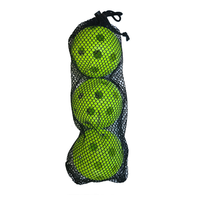 Pickleball Corner PC-1 Indoor Pickleball Ball in Farbe Lime-Grün abgebildet im Dreierpack inkl. Tasche